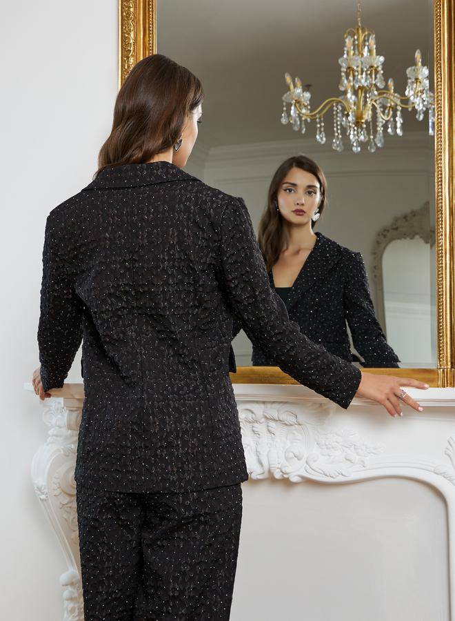 ستايلي بليزر جاكار بقصة عادية وتفاصيل جيوب - Image 4